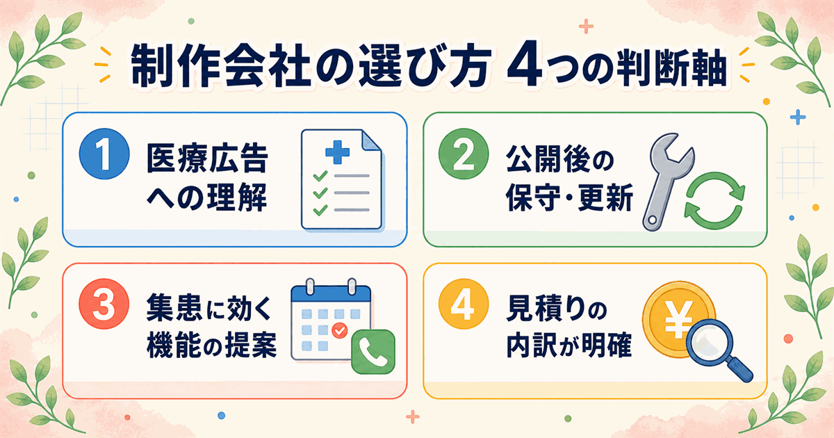 クリニックのホームページ制作会社を見極める判断軸を整理したチェック項目