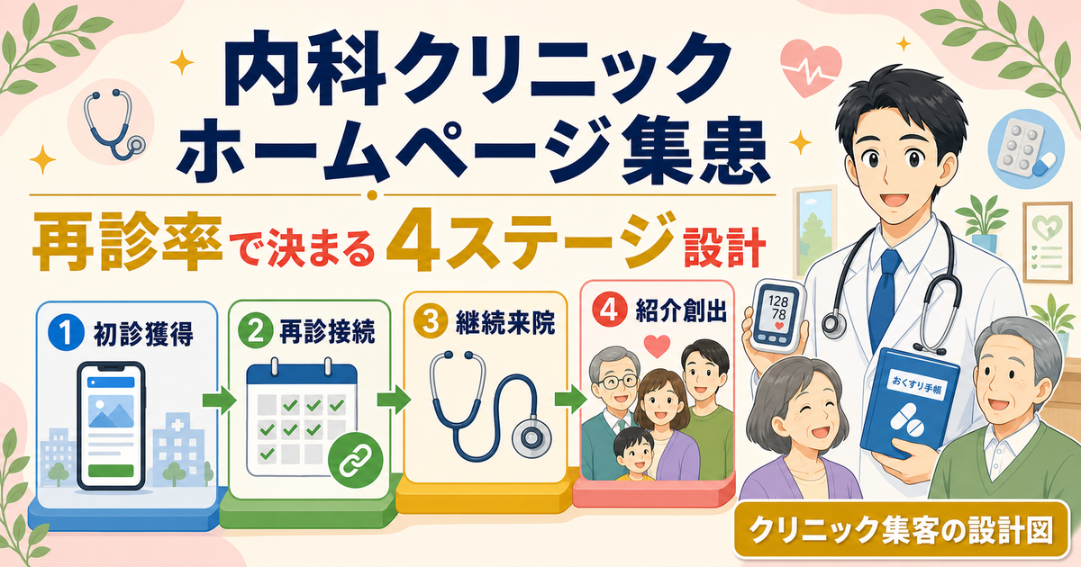内科クリニックのホームページ集患は再診率で決まる：4ステージ設計