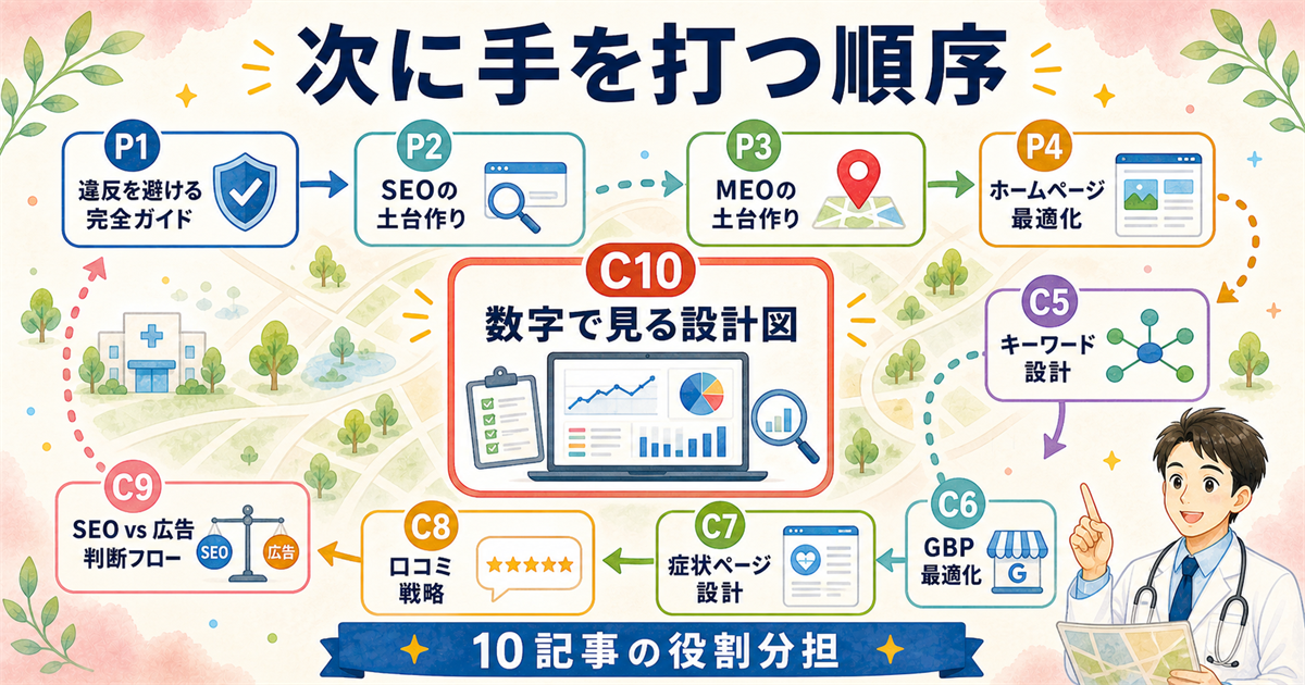 クリニック集客の全体マップ：10記事の役割分担と次に手を打つ順序
