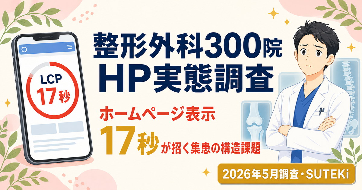 【整形外科300院調査】ホームページ表示17秒が招く集患の構造課題