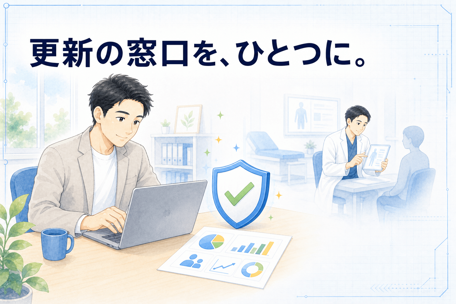 更新の窓口を、ひとつに。日常の更新と技術保守を任せる様子